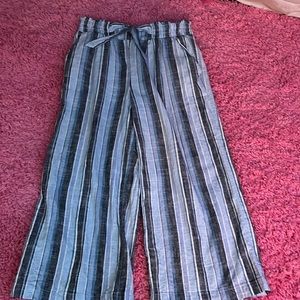 Striped blue and gray capris